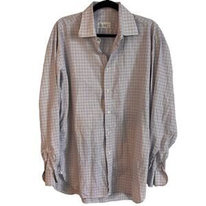 Luigi Borrelli Napoli Plaid Long Sleeves Button Down Shirt Sz 43 Made in Italy